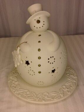 Roly Poly porcelain Snowman Tea Light by At Home America